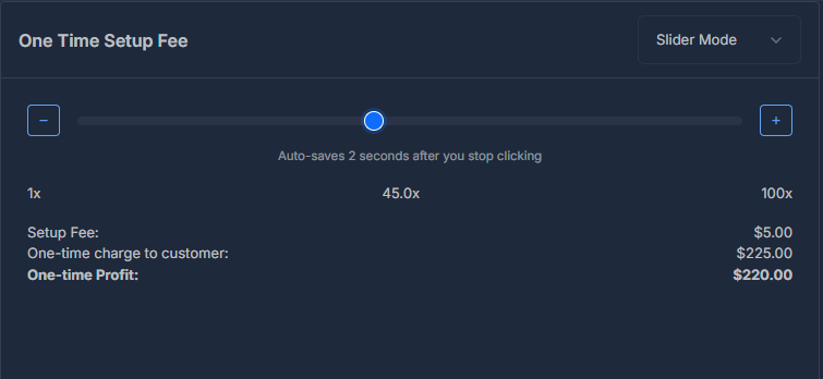 One Time Setup Slider