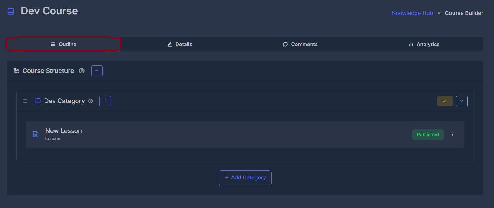Outline Tab in Course Preview